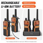 Midd Kacy MK108 Walkie Talkies,Walkie Talkies Long Range,60 Channel GMRS 2 Way Radio with 121 Privacy Codes,IP55 Waterproof,SOS,NOAA Weather Alerts,VOX,Dual Watch(Black/Orange,2 Pack)