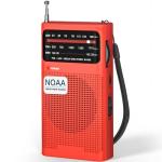 Goodes NOAA Weather Radio, AM FM NOAA Emergency Radio Portable with Best Reception, Headphone Jack, Powered by 2 AA Battery, Transistor Radios Battery-Operated for Emergency, Hurricane, Home(Red)