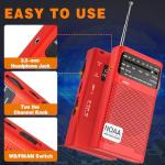 Goodes NOAA Weather Radio, AM FM NOAA Emergency Radio Portable with Best Reception, Headphone Jack, Powered by 2 AA Battery, Transistor Radios Battery-Operated for Emergency, Hurricane, Home(Red)