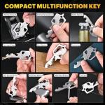 Key Shaped Pocket MultiTool 20-in1 Multi Tool, Stainless Steel Keychain Utility Gadget,Gift for Men, Women, Father,Groomsmen, Valentine's, Birthday, Christmas (Black)