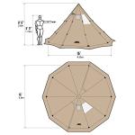 Preself 4~6 Person Tipi Hot Tent T3 XL with Screen Window, Height 8' 6" 2.6m, Diameter 15' 4.6m, for Wood Buring Stove Bushcraft Family Camping Hunting Fishing (Tent)