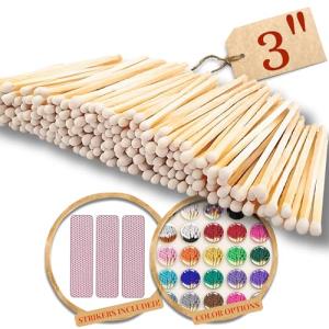 200 Count - 3" White Color Matches - Plus Free Strikers - (3 inches Long) - Wholesale Bulk Safety Matches (200) (White)