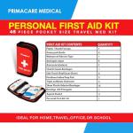 Primacare KB-7411 45 Piece Personal First Aid Kit, 6"x4"x1", with Emergency Medical Supplies, Pocket Size Essential Travel Bag, Med Kits, Red