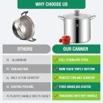 Canning Supplies Starter Kit - Water Bath Canning Pot with Rack,Stainless Steel Canner Kit Set Tools: 2pcs Funnels,3 in 1 Lid Lifter,Ladle,Tongs,Silicon Gloves & Accessories Equipment for Beginner