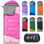 PTEROMY Sleeping Bags for Adults, Lightweight and Machine Washable, Water Resistant Backpacking Camping Sleeping Bag for Warm Cold Weather, Camping Essentials for Hiking Outdoor Travel (Pink)