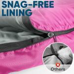 PTEROMY Sleeping Bags for Adults, Lightweight and Machine Washable, Water Resistant Backpacking Camping Sleeping Bag for Warm Cold Weather, Camping Essentials for Hiking Outdoor Travel (Pink)