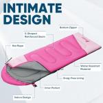 PTEROMY Sleeping Bags for Adults, Lightweight and Machine Washable, Water Resistant Backpacking Camping Sleeping Bag for Warm Cold Weather, Camping Essentials for Hiking Outdoor Travel (Pink)