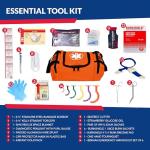 Fully Stocked Trauma First Aid Kit – First Responder II Bag with Tools, Gauze, Bandages, Scissors & Gloves – Compact & Portable – OSHA and ANSI Compliant – Orange