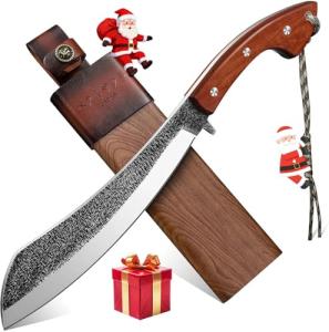Golden Bird Parang Machete Knife - 9.5 Inch Heavy Duty Machete for Cutting Trees,Bushcraft,Survival,Outdoor Hunting and Camping - Full Tang with Wooden Sheath - Yard Work Tool, for Men