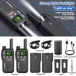 Walkie Talkies Long Range for Adults, Rechargeable Walkie Talkie FRS Two Way Radio with 1500mAh Li-ion Battery USB-C Charger NOAA Weather Radio VOX Walky Talky for Hiking Cruises Camping (2Pack)
