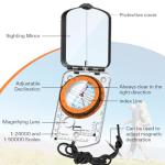 Sportneer Compass Hiking Survival, Camping Accessories Orienteering Compass with Mirror Hiking Camping Backpacking Map Navigation (Transparent)