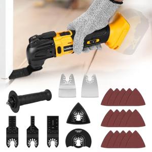 No Battery | Cordless Oscillating Multi-Tool Compatible with DeWalt 20V MAX Batteries,Brushless Motor (6000-20000 OPM), 6-Speed, 4° Swing Angle, 23-Piece Accessory Kit for Sanding, Cutting & Scraping