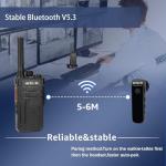 Retevis RB37 Bluetooth Walkie Talkies, Bluetooth Two Way Radio with Wireless Earpiece, Flashlight, 2000 mAh&120h Standby, Type-C, 9-Level VOX&Squelch, for School Hospital Retail Manufacture (4 Pack)