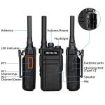 Retevis RB37 Bluetooth Walkie Talkies, Bluetooth Two Way Radio with Wireless Earpiece, Flashlight, 2000 mAh&120h Standby, Type-C, 9-Level VOX&Squelch, for School Hospital Retail Manufacture (4 Pack)