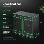 VIVOSUN S848 4x8 Grow Tent, 96"x48"x80" High Reflective Mylar with Observation Window and Floor Tray for Hydroponics Indoor Plant for VS4000/VSF4300