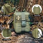 RHINO RESCUE Survival First Aid Kit, Emergency Kit Molle Pouch IFAK Medical Kit for Vehicles Car Camping Backpacking Hiking Hunting Ranger Green