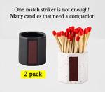 2 Pack Match Holder With Striker - Anise Match Cloche - Black and White Matches for Candles & Bathroom