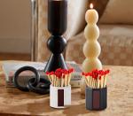 2 Pack Match Holder With Striker - Anise Match Cloche - Black and White Matches for Candles & Bathroom