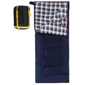 REDCAMP Cotton Flannel Sleeping Bag for Camping, 50F/10C 3-Season Warm and Comfortable, Envelope Blue 3lbs(75"x33")