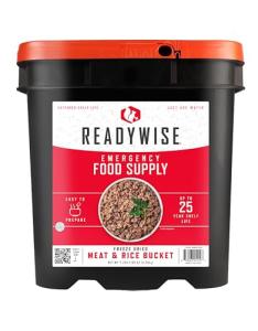 ReadyWise Emergency Food Supply - 88 Servings Meat & Rice Bucket, Freeze Dried Protein Meals, Camping Essentials, Bulk Rice & Survival Food, Disaster Prepping Supplies, up to 25 Year Shelf Life