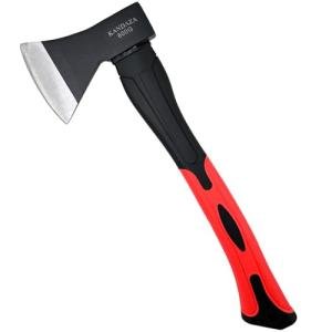 Camping Axe，15” Small Hatchet for Chopping Wood and Splitting ，Forged Carbon Steel ，Fiberglass Shock Reduction Handle with Anti-Slip Grip