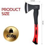 Camping Axe，15” Small Hatchet for Chopping Wood and Splitting ，Forged Carbon Steel ，Fiberglass Shock Reduction Handle with Anti-Slip Grip
