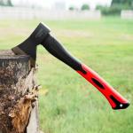 Camping Axe，15” Small Hatchet for Chopping Wood and Splitting ，Forged Carbon Steel ，Fiberglass Shock Reduction Handle with Anti-Slip Grip