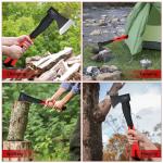 Camping Axe，15” Small Hatchet for Chopping Wood and Splitting ，Forged Carbon Steel ，Fiberglass Shock Reduction Handle with Anti-Slip Grip