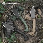 DRACHENADER Survival Knife with Fire Starter L-Y, 7.68" Full Tang Small Fixed Blade Knife with Belt Clip, Khaki + Stonewashed Black
