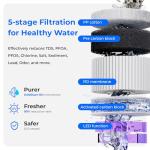 Waterdrop WD-A2 Countertop Reverse Osmosis System, Hot and Cold RO System, Portable Pure Water Tank, Bottleless Water Cooler, 6 Temperature Settings, Hot Cold Room Water, 3:1 Pure to Drain