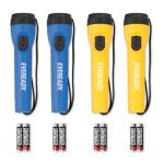 EVEREADY LED Flashlights (4-Pack), Bright Flashlights for Emergencies and Camping Gear, Flash Light with AA Batteries Included, Blue/Yellow (4-Pack)