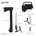 SvegaR Camping Axe and Hatchet Multi-Tool – 14" Survival Outdoor Axe, Includes Handsaw, Fire Starter, Sheath, Fishing Kit & Whistle – Compact Tool for Camping, Hiking & Bushcraft