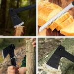 SvegaR Camping Axe and Hatchet Multi-Tool – 14" Survival Outdoor Axe, Includes Handsaw, Fire Starter, Sheath, Fishing Kit & Whistle – Compact Tool for Camping, Hiking & Bushcraft