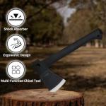 SvegaR Camping Axe and Hatchet Multi-Tool – 14" Survival Outdoor Axe, Includes Handsaw, Fire Starter, Sheath, Fishing Kit & Whistle – Compact Tool for Camping, Hiking & Bushcraft