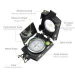 Anbte Compass Hiking Survival, IP65 Waterproof Metal Compass with Sighting Clinometer and Carry Bag, Multifunctional, Professional, for Camping Hunting Hiking Navigation, Black