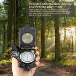 Anbte Compass Hiking Survival, IP65 Waterproof Metal Compass with Sighting Clinometer and Carry Bag, Multifunctional, Professional, for Camping Hunting Hiking Navigation, Black