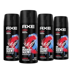 AXE Body Spray Deodorant for Long Lasting Odor Protection Essence Black Pepper & Cedarwood Men's Deodorant Formulated Without Aluminum 4oz 4 Count