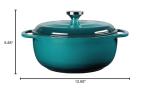 Lodge 4.5 Quart Enameled Cast Iron Dutch Oven with Lid – Dual Handles – Oven Safe up to 500° F or on Stovetop - Use to Marinate, Cook, Bake, Refrigerate and Serve – Lagoon