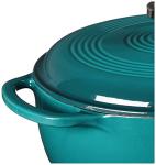 Lodge 4.5 Quart Enameled Cast Iron Dutch Oven with Lid – Dual Handles – Oven Safe up to 500° F or on Stovetop - Use to Marinate, Cook, Bake, Refrigerate and Serve – Lagoon