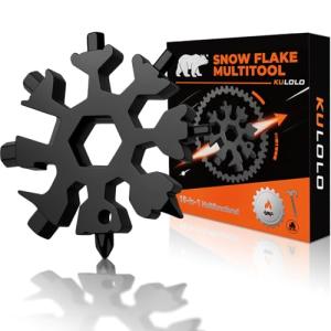 KULOLO Snowflake Multi Tool – Stainless Steel EDC Gadget with Bottle Opener,Wrench & Key Ring,White Elephant Gift for Adults 2025,Christmas Stocking Stuffer for Men,Dad,Husband (Black)