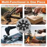 KULOLO Snowflake Multi Tool – Stainless Steel EDC Gadget with Bottle Opener,Wrench & Key Ring,White Elephant Gift for Adults 2025,Christmas Stocking Stuffer for Men,Dad,Husband (Black)