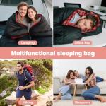 Double Sleeping Bags for Adults, Queen Size 2 Person All Season for Warm & Cold Weather Backcountry Ski Skins | Fits Kids 10-12 - Lightweight & Waterproof Camping Essentials for Hiking, Backpacking