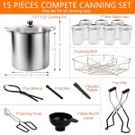 Canning Supplies Kits with 21.5 Qt Canning Pot, 7pcs Mason Jars, Tongs, Stainless Steel Jar Rack, Funnel, Lid Lifter Water Bath Canner Tool Set