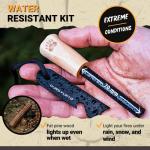 OURS FURTIF Fire Starter Survival Kit – 3/8" Ferro Rod with Multi-Tool Striker & Natural Fatwood Tinder – 15,000+ Strikes Waterproof Flint Fire Steel – Bushcraft, Camping & Emergency Gear