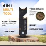 OURS FURTIF Fire Starter Survival Kit – 3/8" Ferro Rod with Multi-Tool Striker & Natural Fatwood Tinder – 15,000+ Strikes Waterproof Flint Fire Steel – Bushcraft, Camping & Emergency Gear