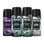 AXE Fine Fragrance Body Spray Variety Pack 4 Pack Everyday Essentials - Emerald Sage, Aqua Bergamot, Purple Patchouli, Pure Coconut Aluminum Free 4 oz