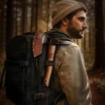 Grumpy Bear Camping Axe 11 Inches with High Carbon Steel, Forged Blade, Natural Wood Handle, Safety Lanyard – for Chopping, Wood Splitting, Hiking, and Outdoor Activities