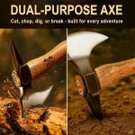 Grumpy Bear Camping Axe 11 Inches with High Carbon Steel, Forged Blade, Natural Wood Handle, Safety Lanyard – for Chopping, Wood Splitting, Hiking, and Outdoor Activities
