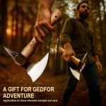 Grumpy Bear Camping Axe 11 Inches with High Carbon Steel, Forged Blade, Natural Wood Handle, Safety Lanyard – for Chopping, Wood Splitting, Hiking, and Outdoor Activities