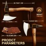 Grumpy Bear Camping Axe 11 Inches with High Carbon Steel, Forged Blade, Natural Wood Handle, Safety Lanyard – for Chopping, Wood Splitting, Hiking, and Outdoor Activities